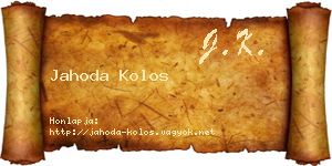 Jahoda Kolos névjegykártya